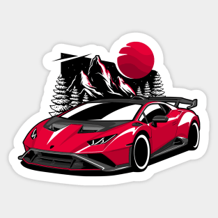 Red Huracan Supercar Nature Sticker